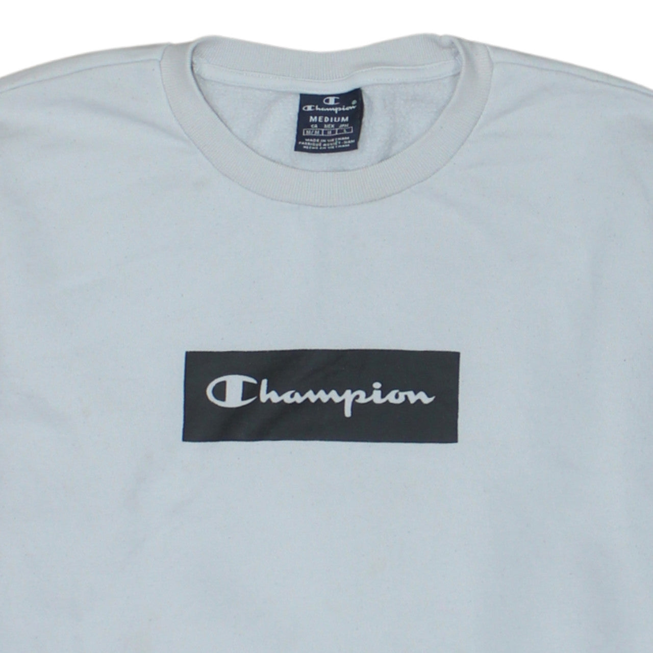 Champion Men's White Logo Pullover Sweatshirt Medium