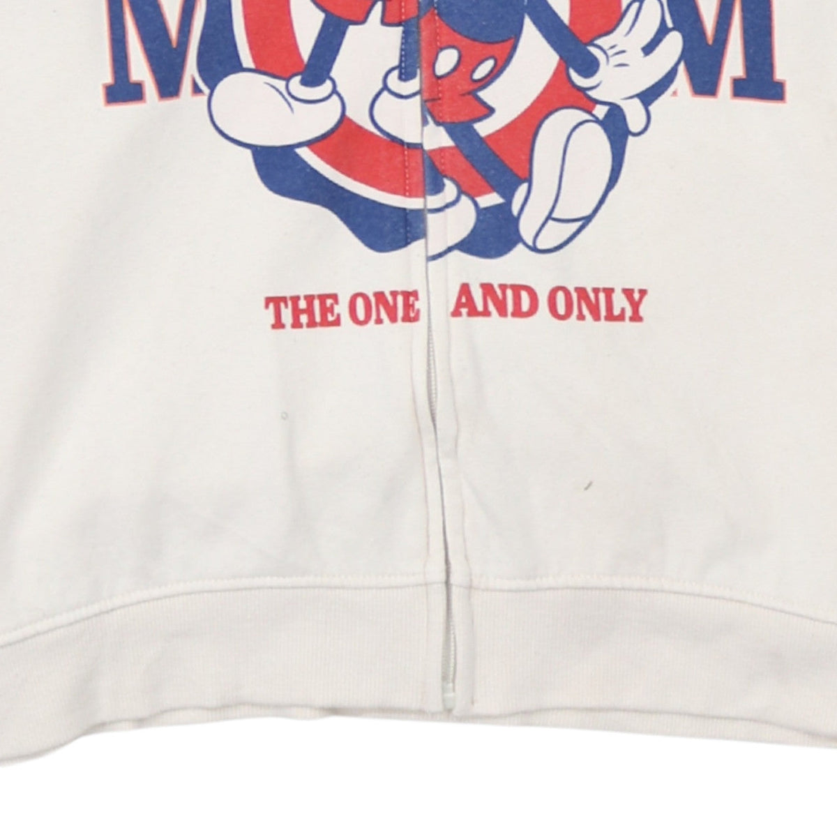 H&M Boys White Full Zip Mickey Mouse Hoodie 10-12 Years Cotton Blend