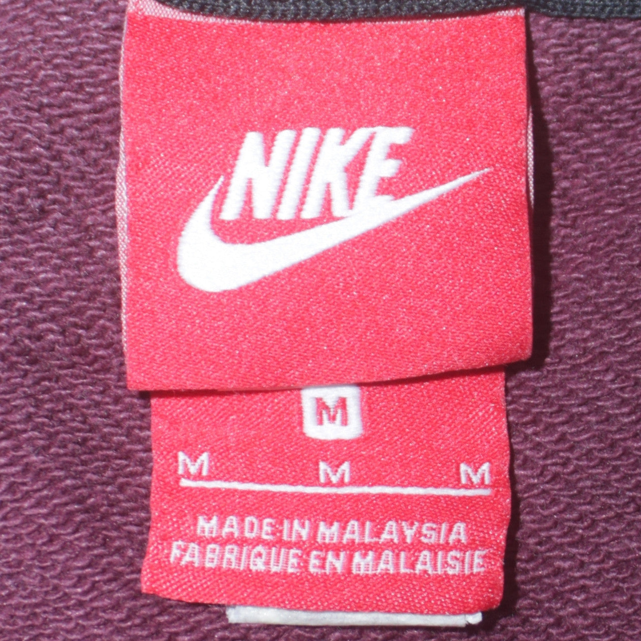 Nike Women's Burgundy Crew Neck Sweatshirt Size M Cotton Blend Zip Pocket