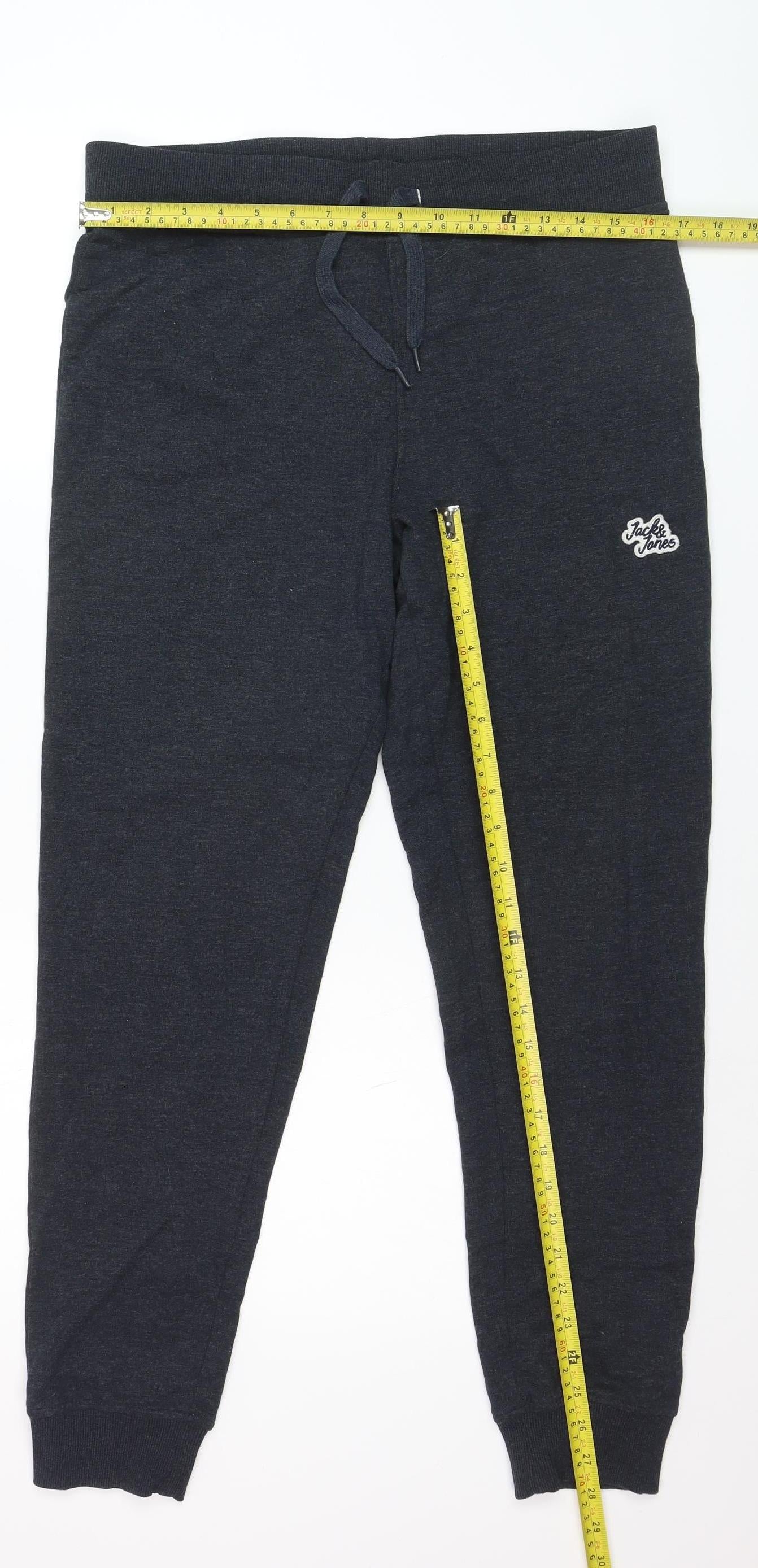 Jack & Jones Men Black Jogger Sweatpants M Cotton Blend Activewear