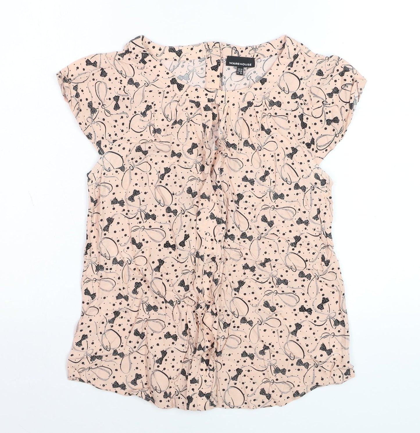 Warehouse Women's Pink Floral Ruffle Blouse Size 10