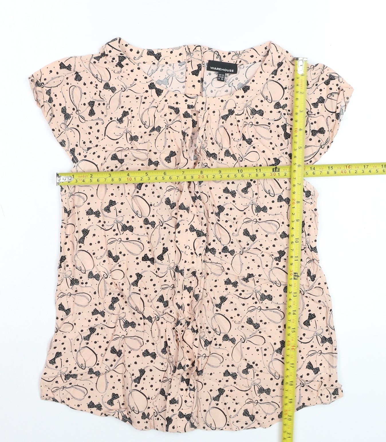 Warehouse Women's Pink Floral Ruffle Blouse Size 10