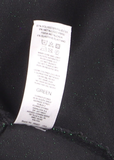 Gallery Women’s Green Glitter Mock Neck Long Sleeve Pullover Jumper Size 8
