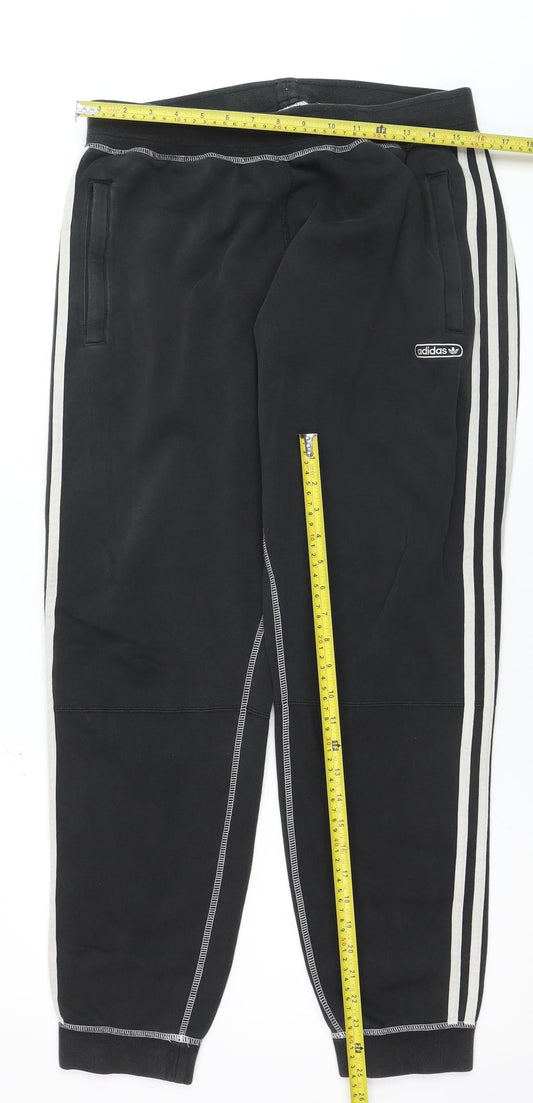 Adidas Mens Black Jogger Trousers L Fleece Regular Fit
