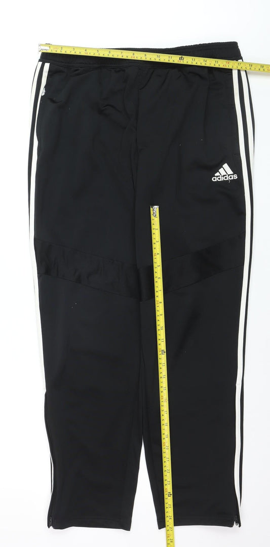 Adidas Men Black Track Pants L Regular Fit Sports Tapered Trousers