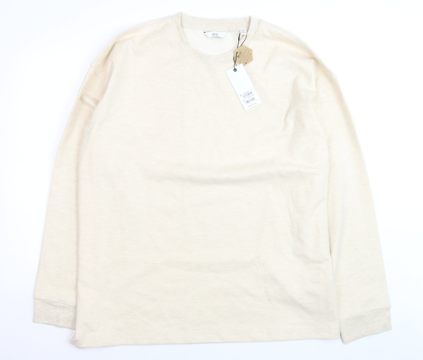 Next Men’s Beige 2XL Relaxed Fit Crew Neck Sweatshirt