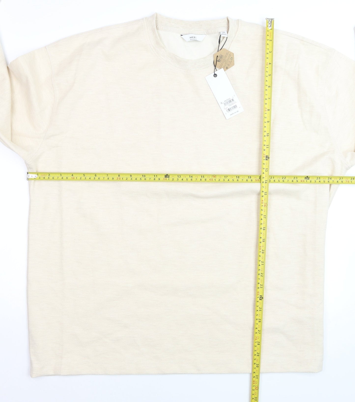 Next Men’s Beige 2XL Relaxed Fit Crew Neck Sweatshirt