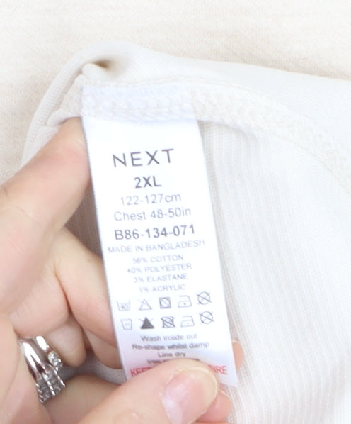 Next Men’s Beige 2XL Relaxed Fit Crew Neck Sweatshirt