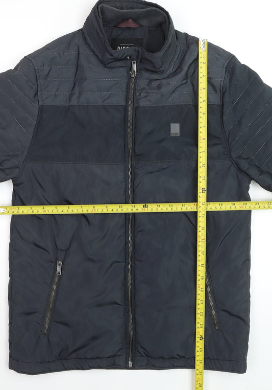 Diesel Men’s Black Puffer Jacket Medium Regular Fit Full Zip Winter Coat