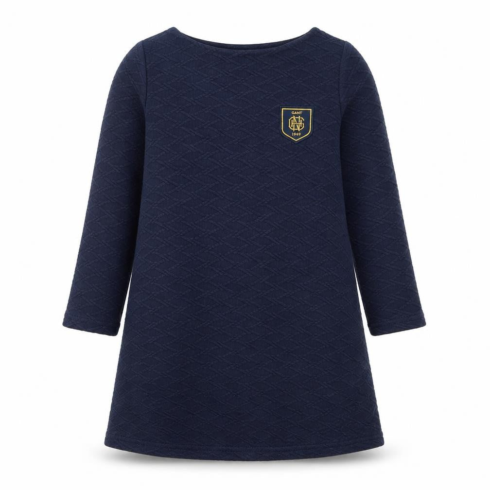 GANT Girls Blue Quilted Shift Dress 5-6 Years Long Sleeve Casual
