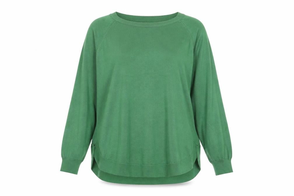 Gallery Women's Green XL Crew Neck Long Sleeve Knit Pullover Jumper