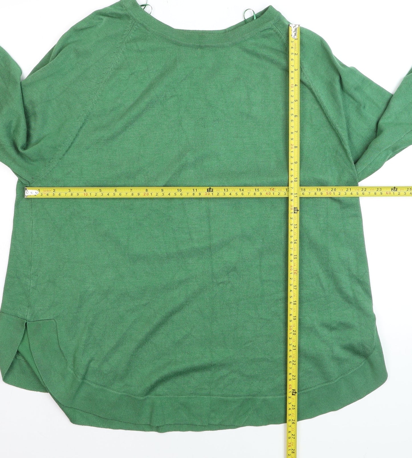 Gallery Women's Green XL Crew Neck Long Sleeve Knit Pullover Jumper