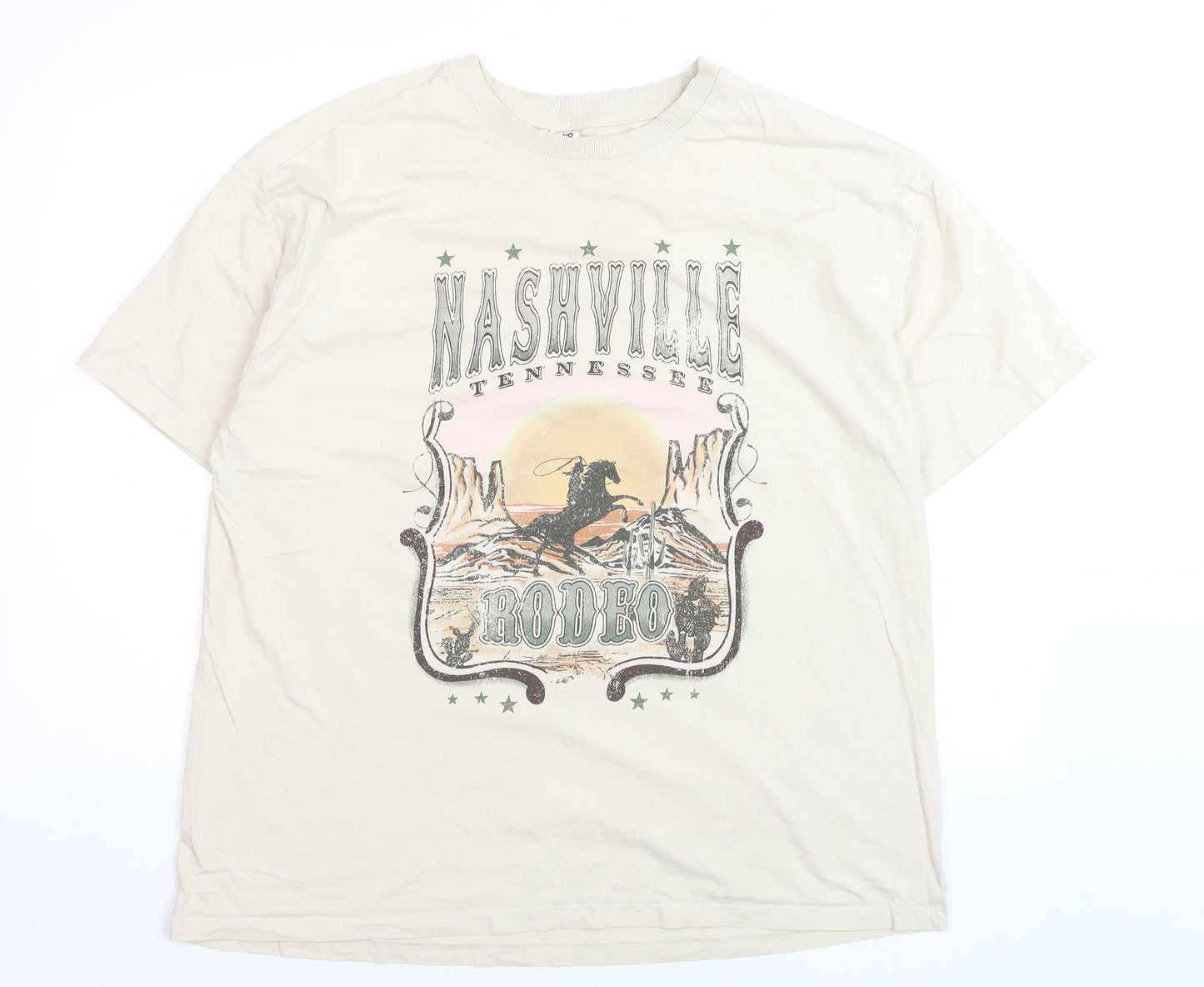 Anko Womens Beige Nashville Rodeo Graphic Cotton T-Shirt Size 20