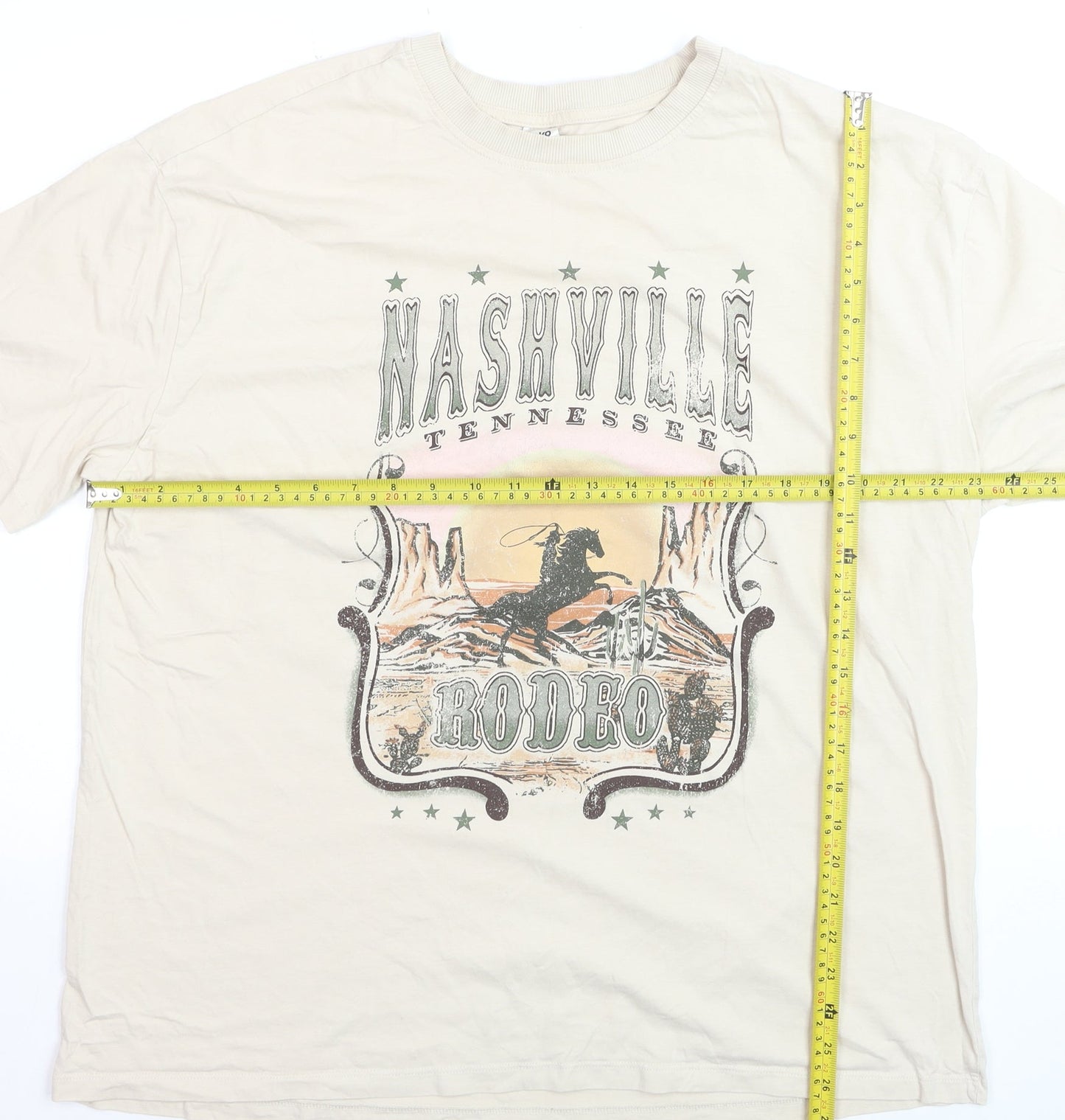 Anko Womens Beige Nashville Rodeo Graphic Cotton T-Shirt Size 20