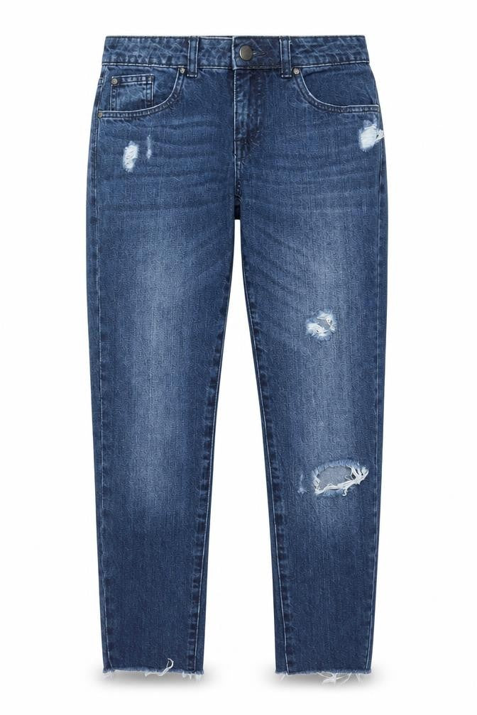 ESMARA Women's Blue Distressed Boyfriend Jeans Size 8 Regular