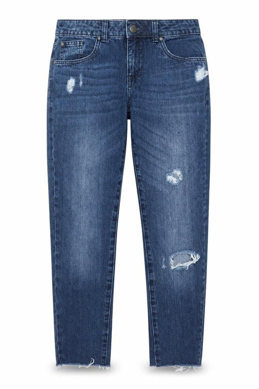 ESMARA Women's Blue Distressed Boyfriend Jeans Size 8 Regular