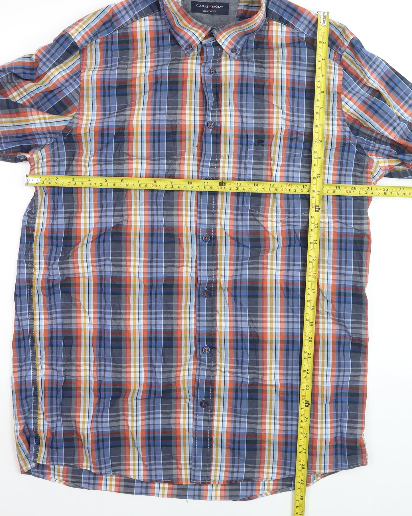 Casa Moda Men's Multicoloured Check Cotton Long Sleeve Shirt L