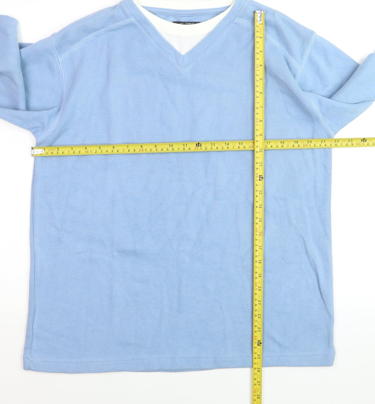 Dunnes Stores Mens Blue V-Neck Cotton Blend Jumper Small