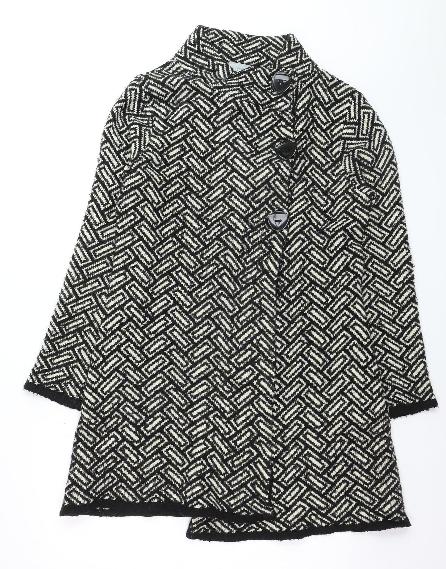 Wallis Women Black Wool Blend Mid-Length Overcoat M