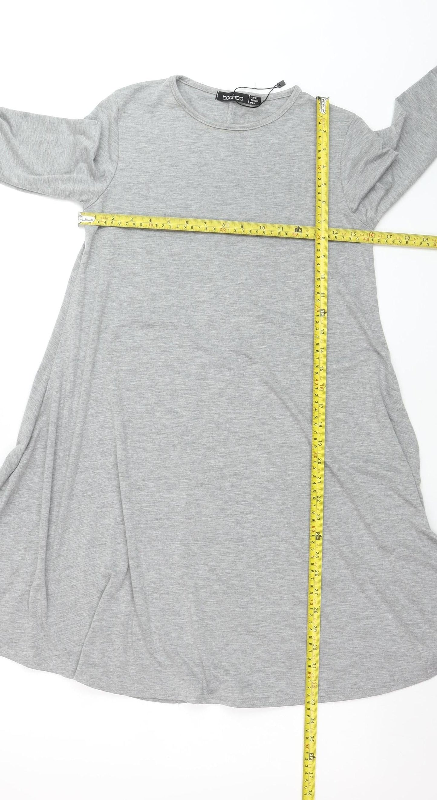 Boohoo Women’s Grey Long Sleeve Jersey T-Shirt Size 10