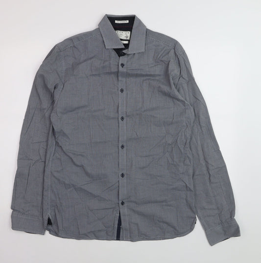 Jack & Jones Men’s Blue Check Premium Long Sleeve Button-Up Shirt L