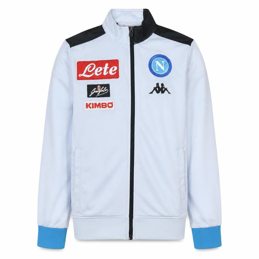 Front view of Kappa boys’ white full zip napoli football sweatshirt 14 years 164cm polyester