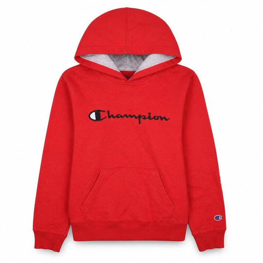 Champion Womens Red Pullover Hoodie Size L Embroidered Logo Sweatshirt
