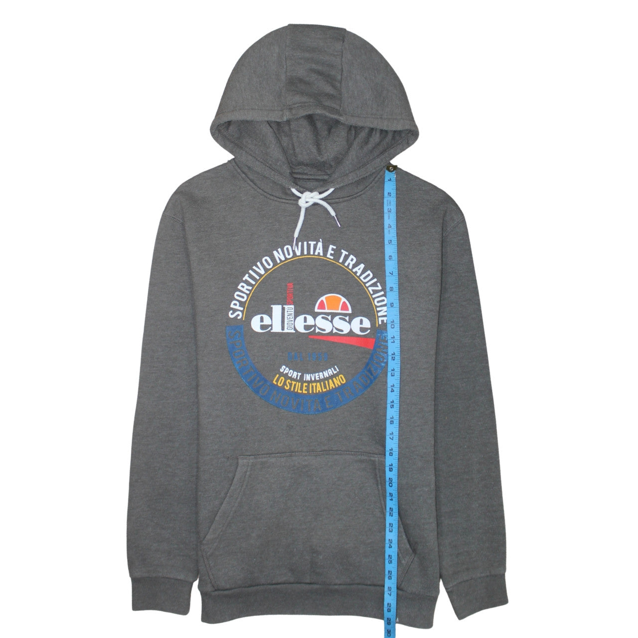 Ellesse Men's Grey Pullover Hoodie Size M Graphic Logo Sportswear