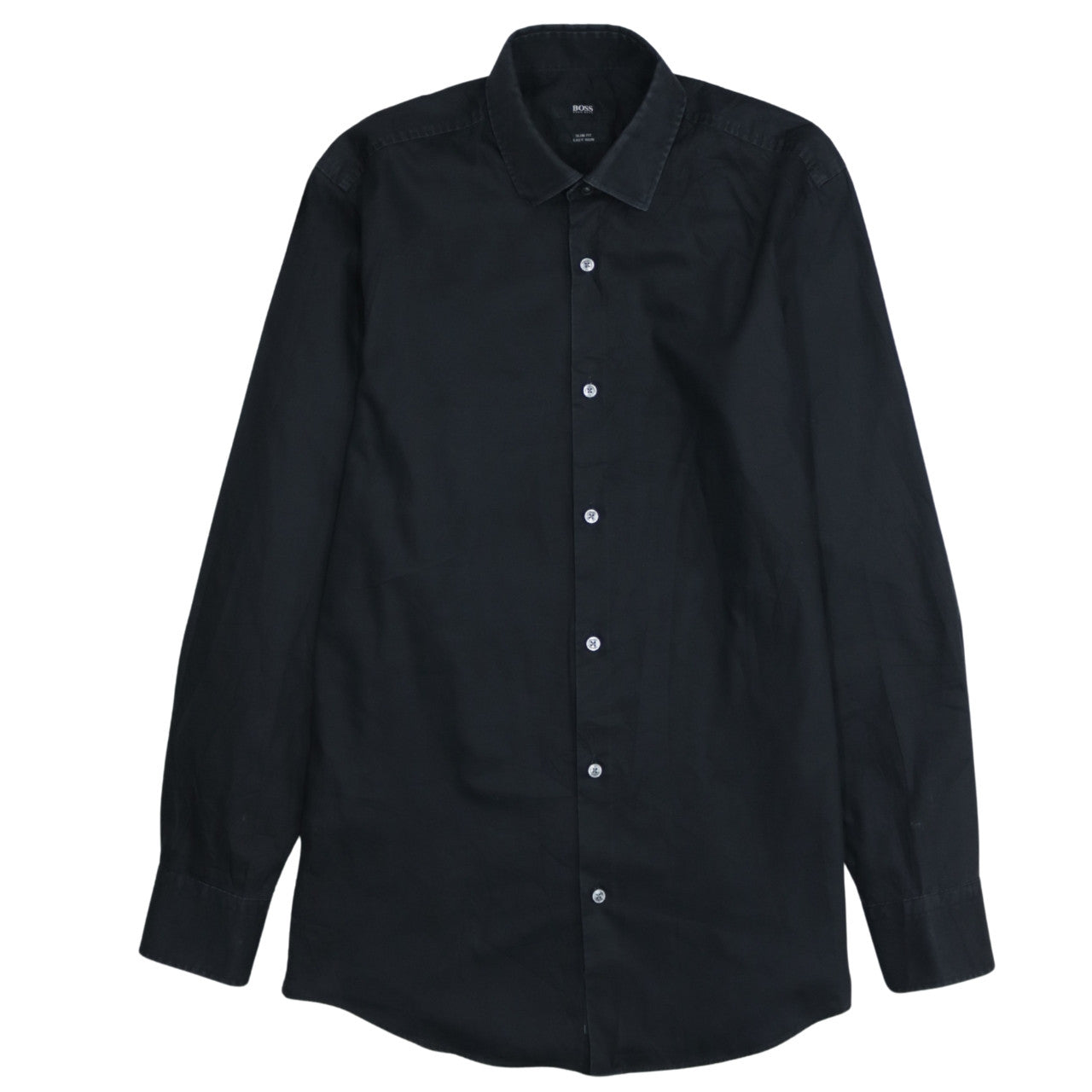 Hugo Boss Men's Black Slim Fit Long Sleeve Easy Iron Shirt Size 38