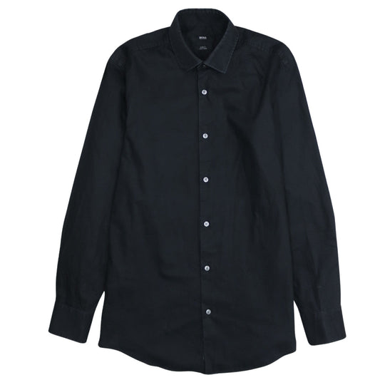 Hugo Boss Men's Black Slim Fit Long Sleeve Easy Iron Shirt Size 38