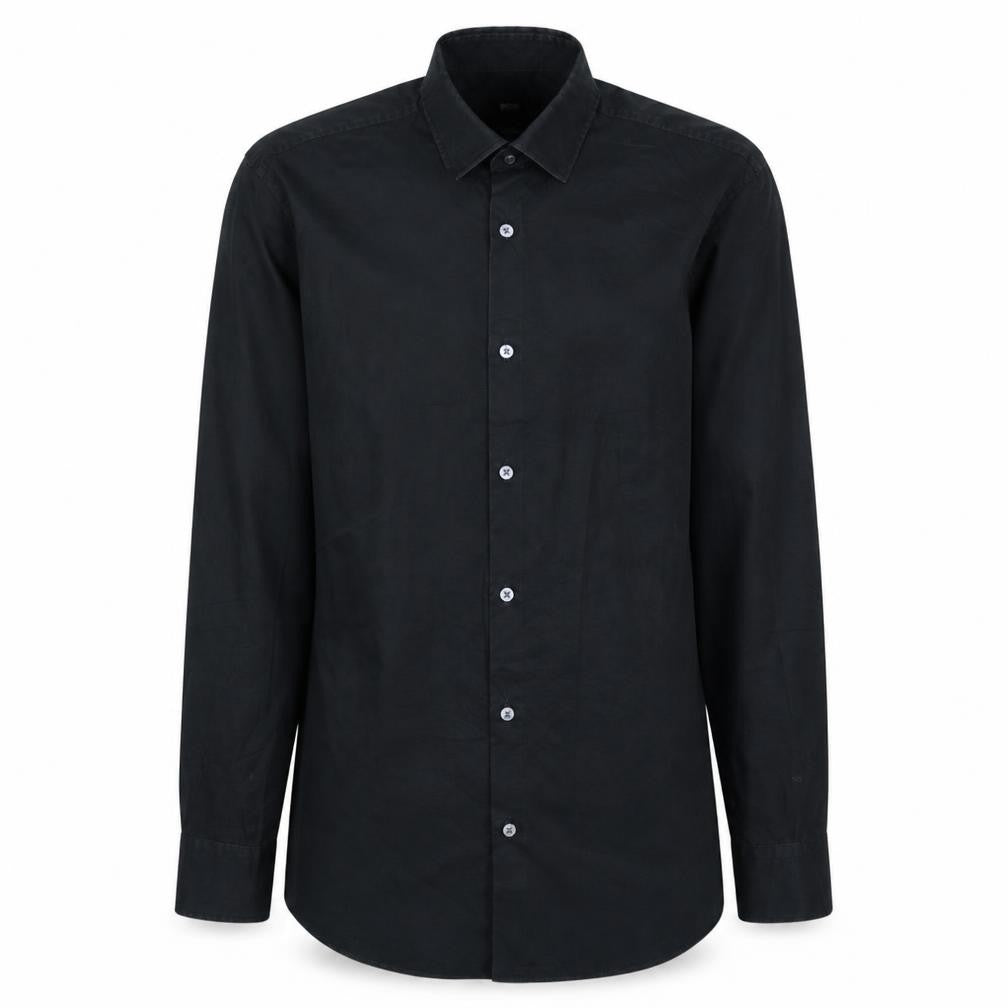 Hugo Boss Men's Black Slim Fit Long Sleeve Easy Iron Shirt Size 38