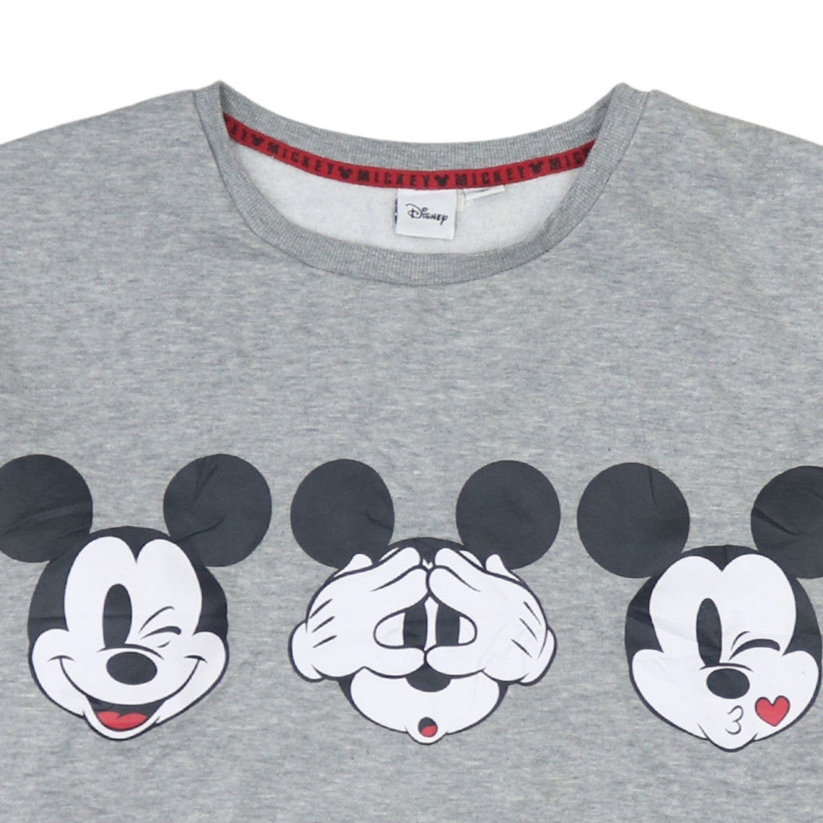 Disney Women Grey Mickey Mouse Graphic Pullover Sweatshirt L