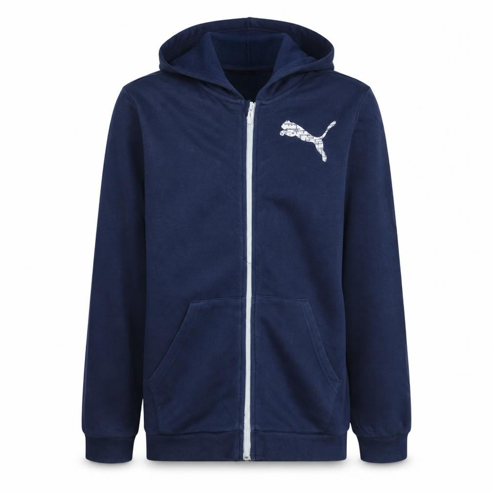 Puma Boys Navy Blue Full Zip Hoodie Size 14-15 Years Cotton Blend