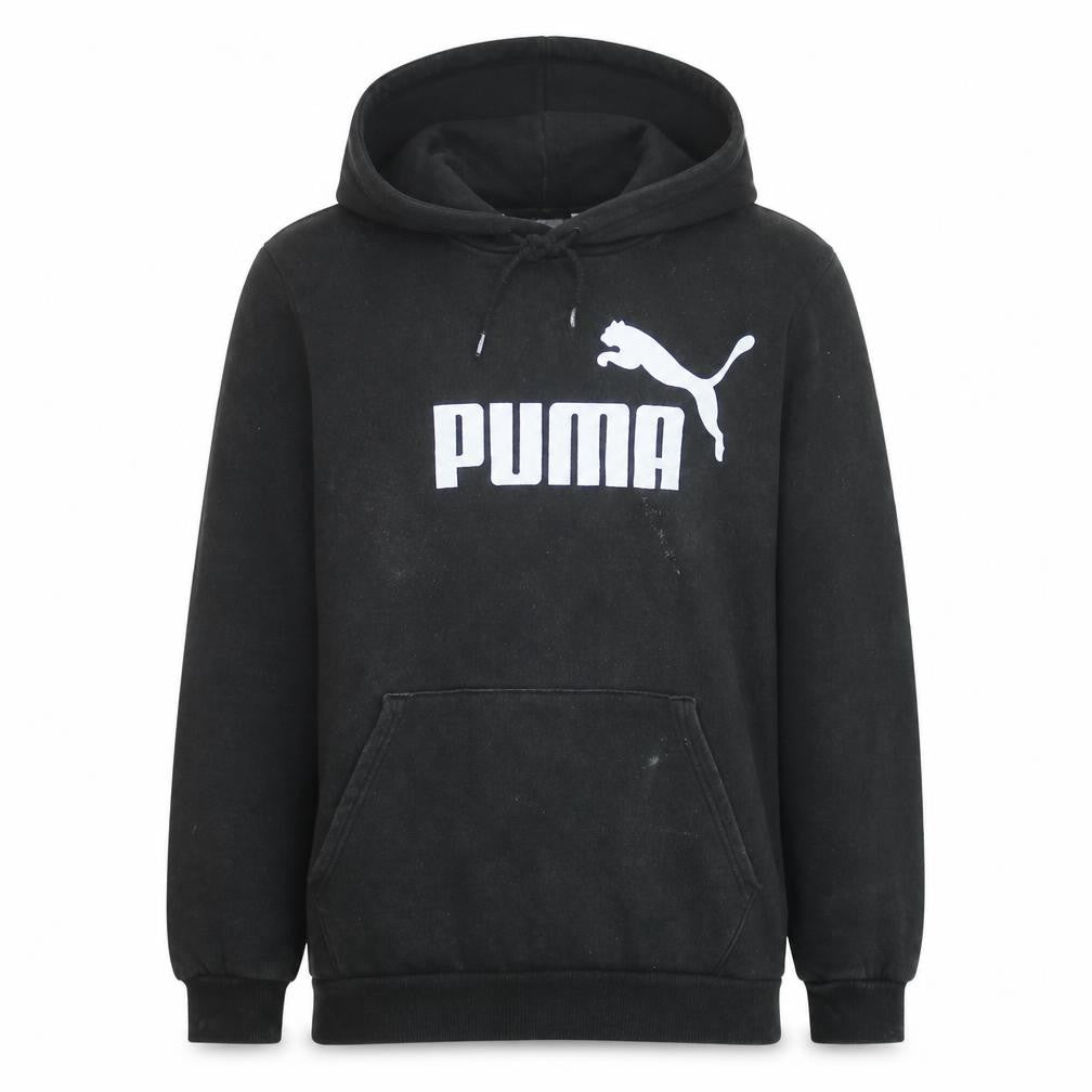 Puma Mens Black Pullover Hoodie M Logo Fleece Sportswear