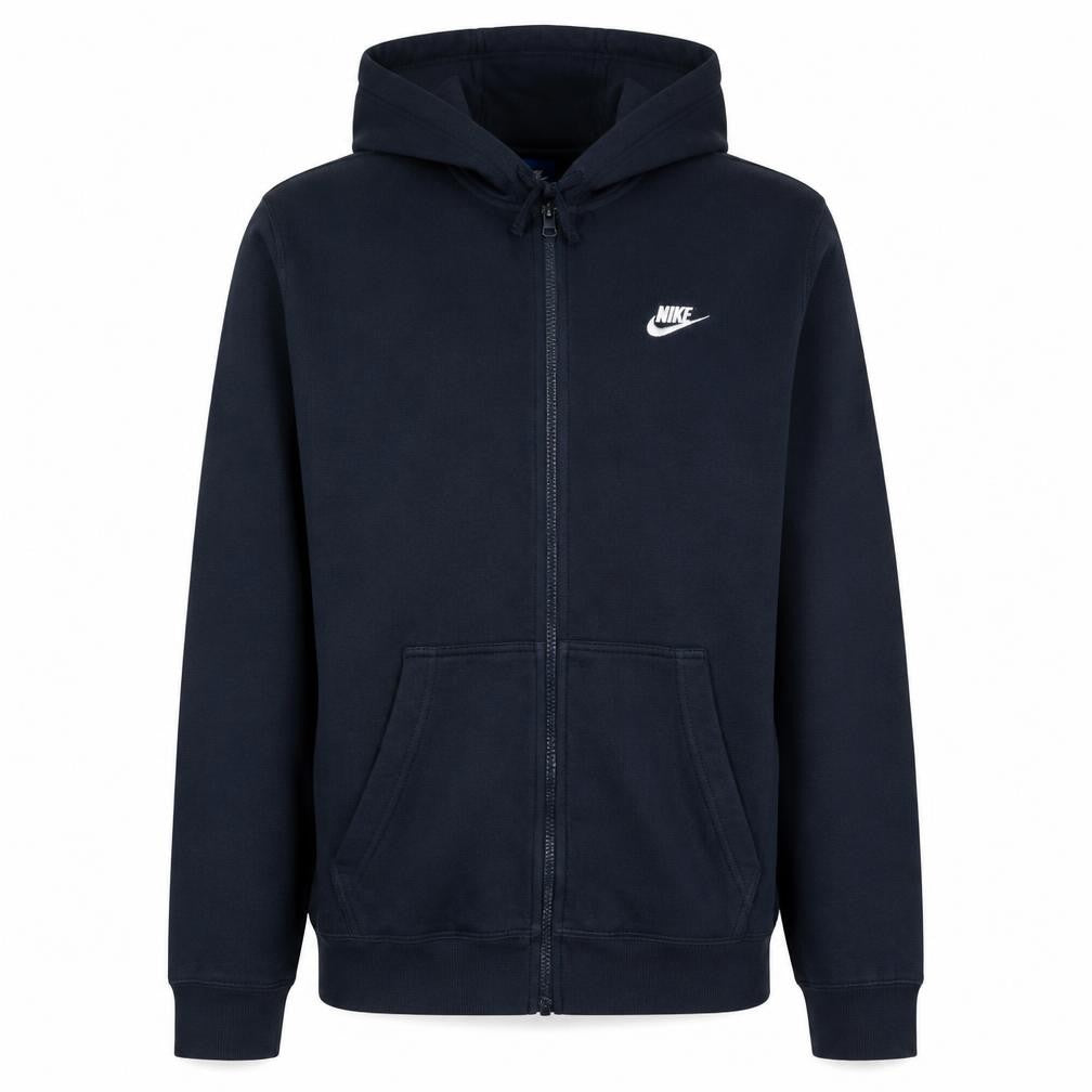 Nike Men's Blue Full Zip Hoodie L Logo Fleece Sweatshirt