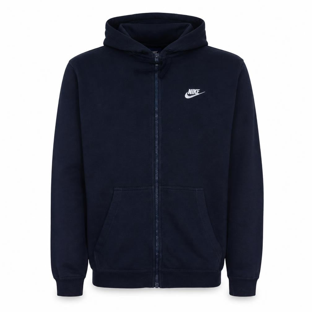 Nike Men's Blue Full Zip Hoodie L Cotton Blend Fleece