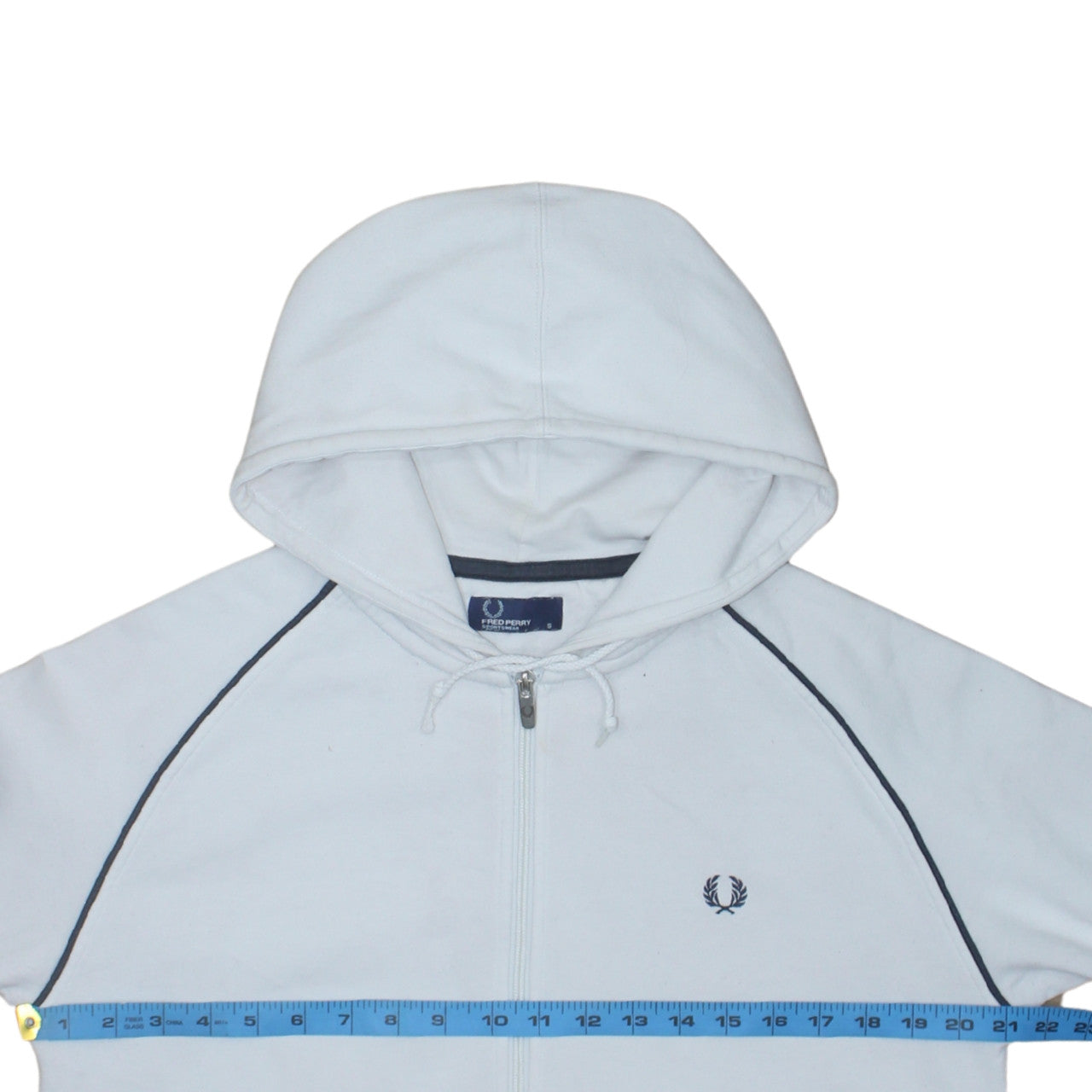 Fred Perry Men's White Full Zip Hoodie Size S Sportswear Fleece