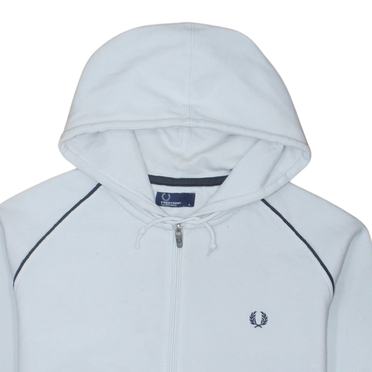 Fred Perry Men's White Full Zip Hoodie Size S Sportswear Fleece