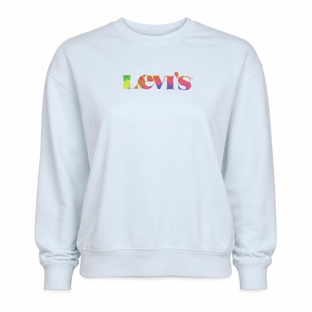 Levi's Womens White Small Pullover Sweatshirt Crew Neck Logo Print