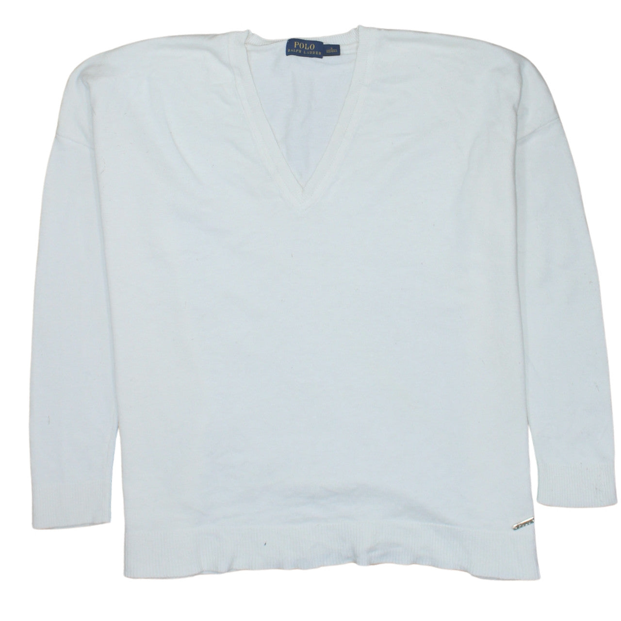 Polo Ralph Lauren Men's White Cotton V-Neck Jumper Size S