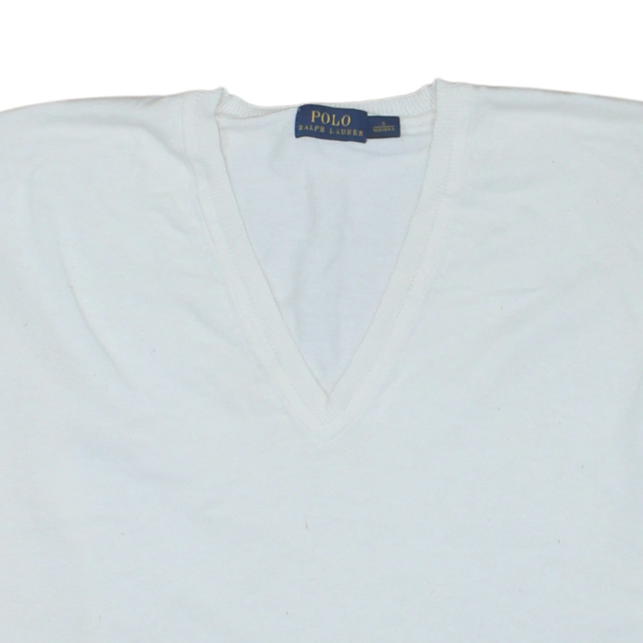 Polo Ralph Lauren Men's White Cotton V-Neck Jumper Size S