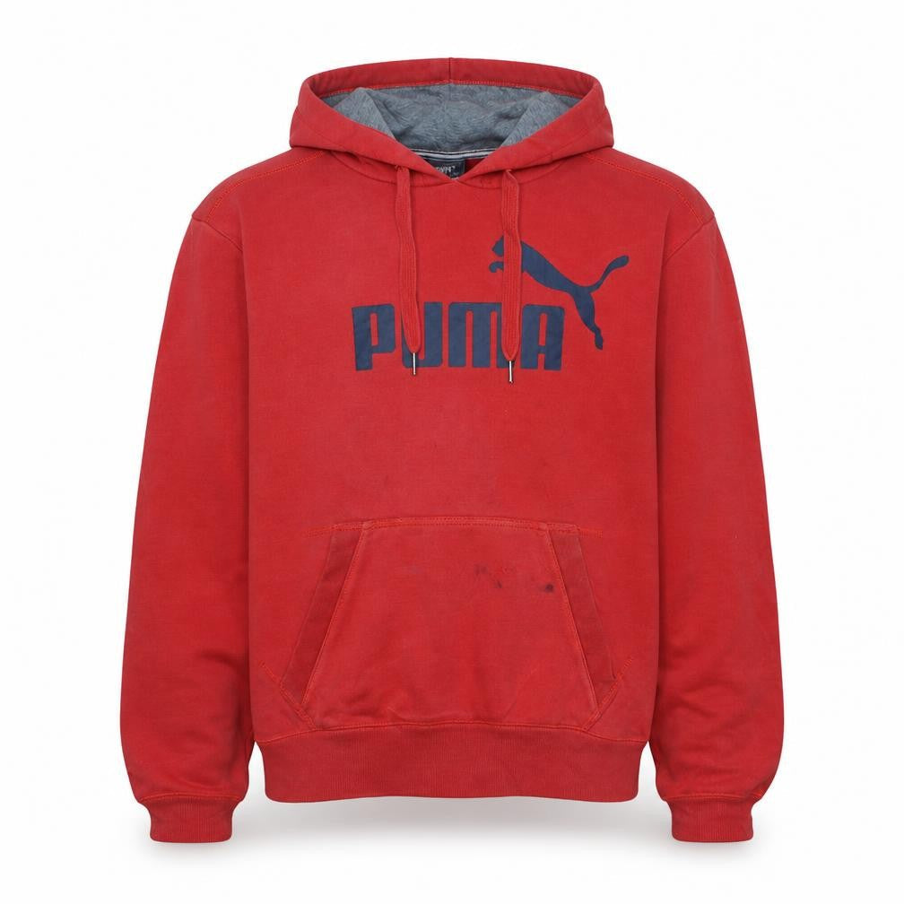 Puma Men's Red Pullover Hoodie M Logo Graphic Sportswear