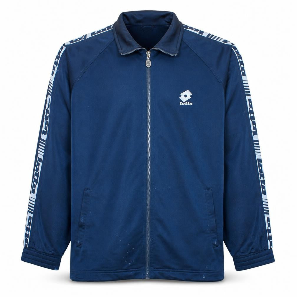 Lotto Mens Blue Full Zip Sports Sweatshirt XL Retro Track Top