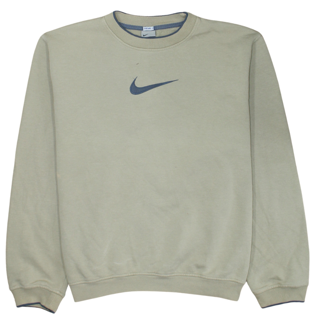 Nike Men's Beige Logo Crew Neck Fleece Sweatshirt Size S