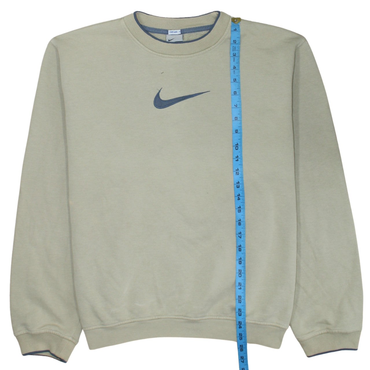 Nike Men's Beige Logo Crew Neck Fleece Sweatshirt Size S