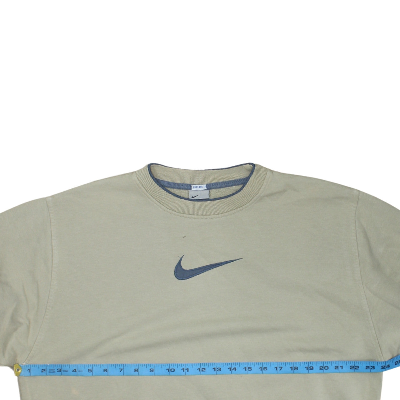 Nike Men's Beige Logo Crew Neck Fleece Sweatshirt Size S