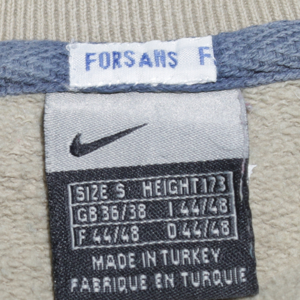 Nike Men's Beige Logo Crew Neck Fleece Sweatshirt Size S