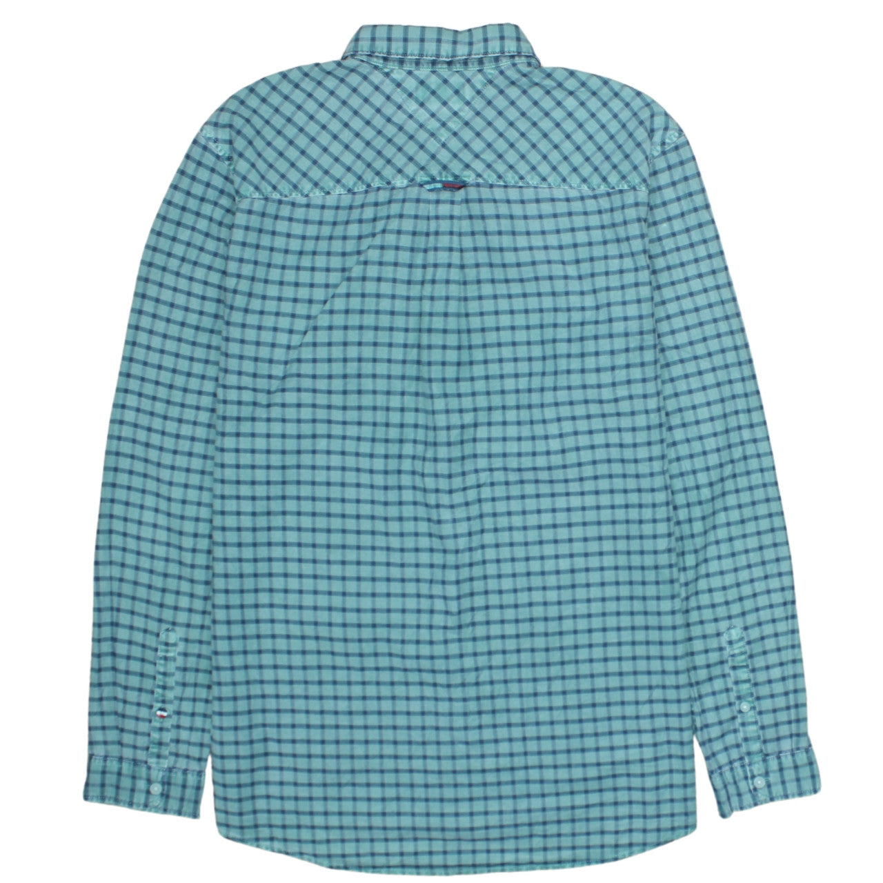 Tommy Jeans Men's Blue Check Long Sleeve Regular Fit Cotton Shirt L