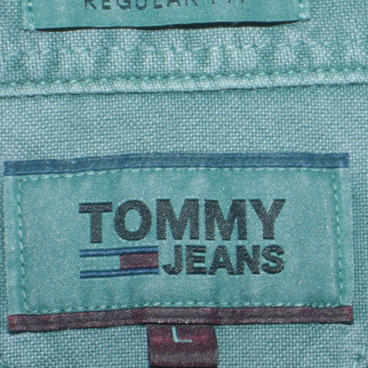 Tommy Jeans Men's Blue Check Long Sleeve Regular Fit Cotton Shirt L