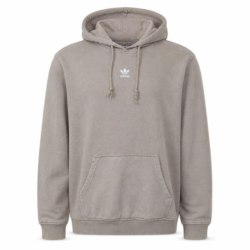 Adidas Men's Beige Pullover Hoodie M Fleece Logo Sweatshirt